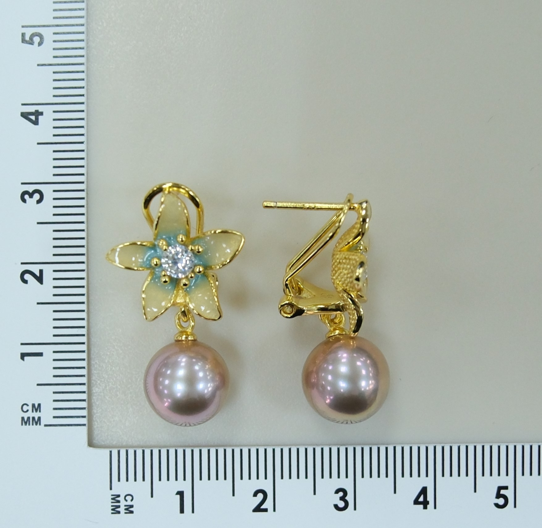 Серебряные серьги с жемчугом Эдисон "Цветы"